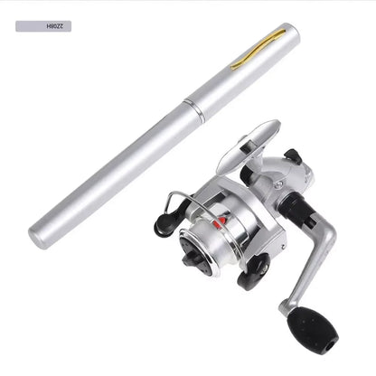 20Cm Portable Pocket Telescopic Mini Fishing Pole Pen Shape Folded Fishing Rod with Reel Wheel Portable Mini Fishing Rod