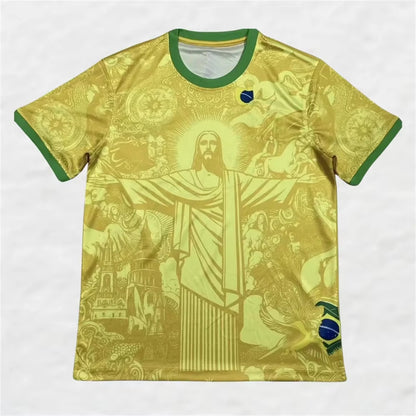 Summer Football Training Top Brazil Special Edition Jesus Black Grey Football Jersey Adult Children Outdoor Quick-Drying Tshirts
