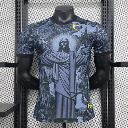 Summer Football Training Top Brazil Special Edition Jesus Black Grey Football Jersey Adult Children Outdoor Quick-Drying Tshirts