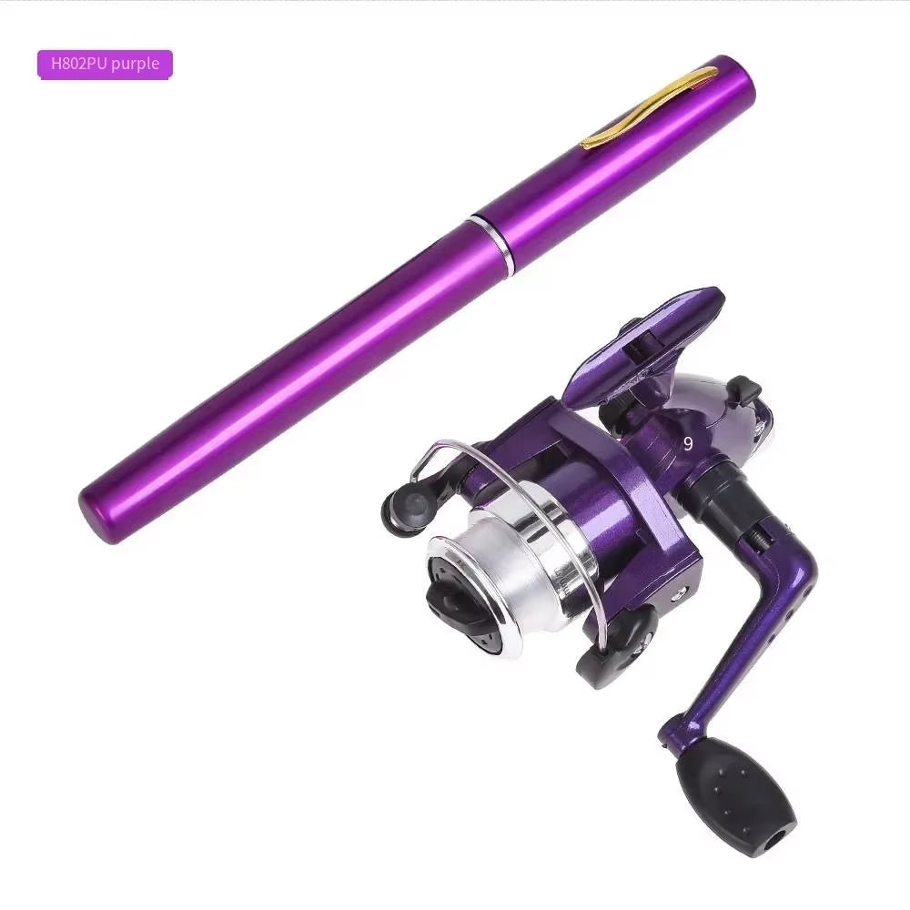 20Cm Portable Pocket Telescopic Mini Fishing Pole Pen Shape Folded Fishing Rod with Reel Wheel Portable Mini Fishing Rod