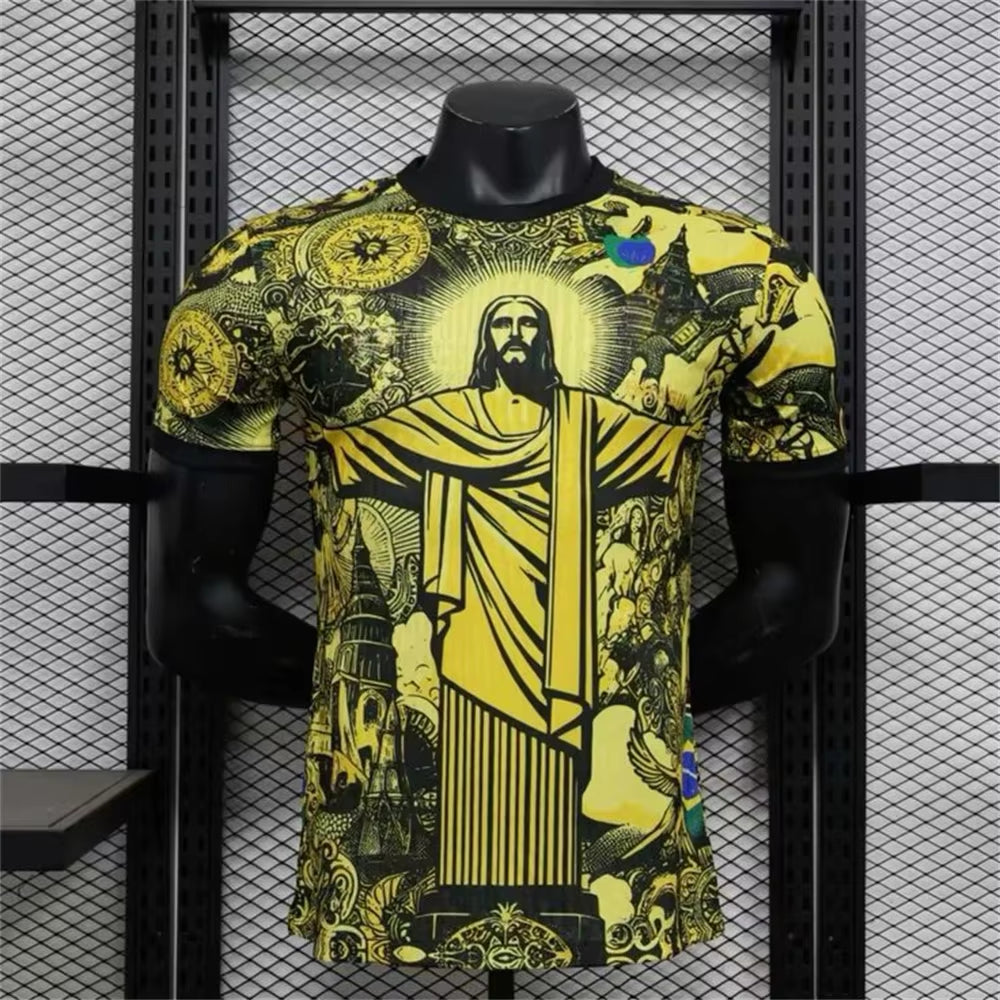 Summer Football Training Top Brazil Special Edition Jesus Black Grey Football Jersey Adult Children Outdoor Quick-Drying Tshirts