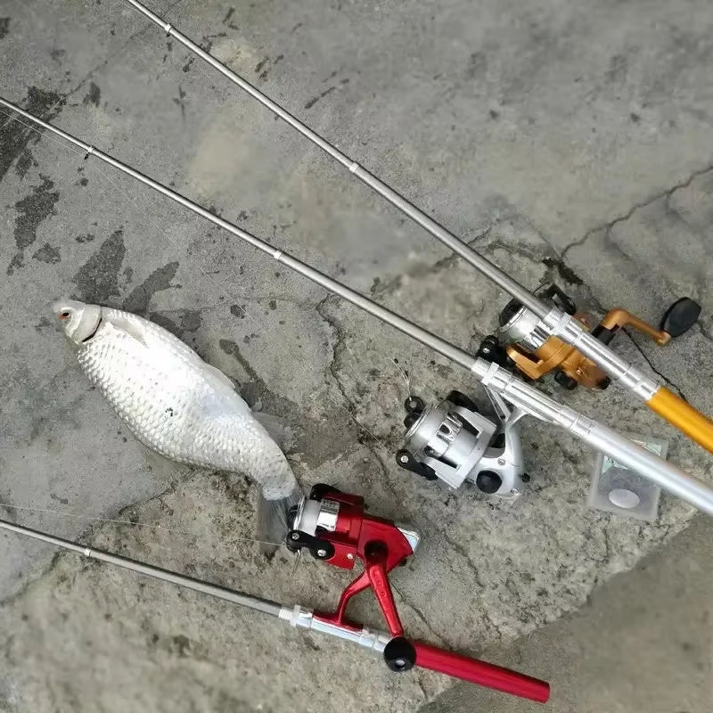 20Cm Portable Pocket Telescopic Mini Fishing Pole Pen Shape Folded Fishing Rod with Reel Wheel Portable Mini Fishing Rod